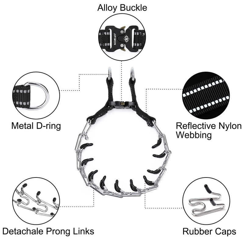 Prong Collar for Dogs Adjustable No Pull Dog Choke Pinch Training Collar with Comfortable Rubber Tip for Small Medium Large Dogs (Large, Black) - PawsPlanet Australia