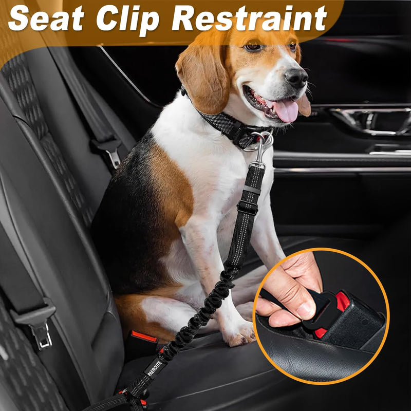 3 Piece Set Dog Seat Belt Retractable Dog Car Seatbelts Adjustable Pet Seat Belt for Vehicle Headrest Restraint Adjustable Heavy Duty & Elastic & Durable Car Harness for Dogs 07-Black+Rose Grey - PawsPlanet Australia
