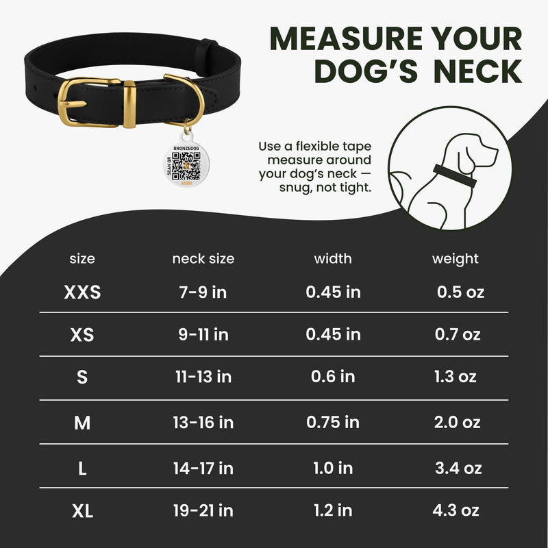 BRONZEDOG Leather Dog Collar with Metal Buckle Durable Basic Pet Collars for Small Medium Large Dogs (19-21 Inch (Pack of 1), Black & Gold Buckle) 19-21 inch - PawsPlanet Australia