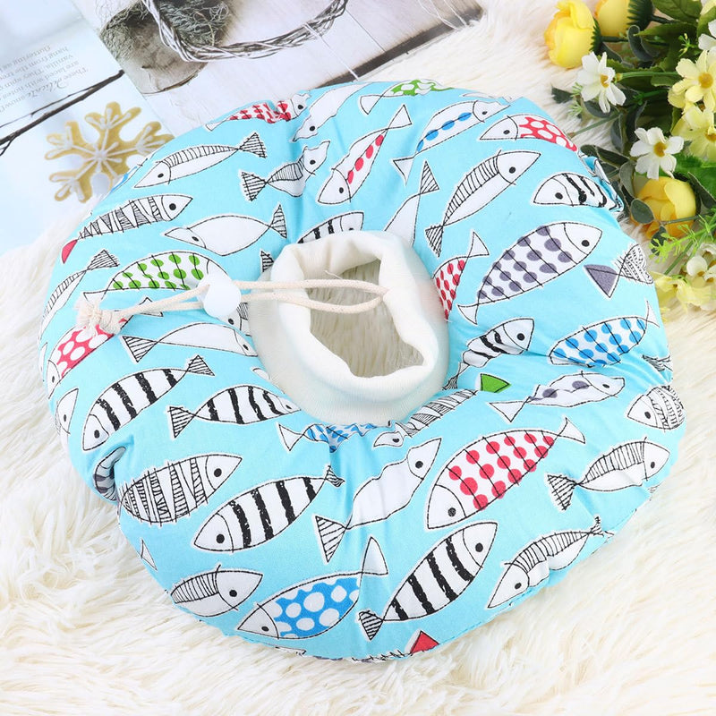 PRETYZOOM Soft Cat Collar with Fish Pattern, Anti-Lick and Anti-Scratch Protective Collar Made of PP Cotton, Lightweight and Fashionable, for Sterilization and Recovery of Pets