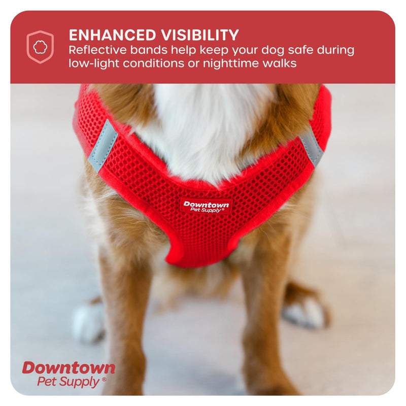 Downtown Pet Supply Step in Dog Harness for Small Dogs No Pull, Small, Red - Adjustable Harness with Padded Mesh Fabric and Reflective Trim - Buckle Strap Harness for Dogs S - PawsPlanet Australia