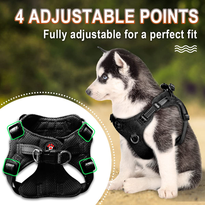 Dog Harness Step in Dog Vest Harness , Reflective Adjustable Puppy No Pull Harness Breathable Soft for Small and Medium Dogs,Cats Black