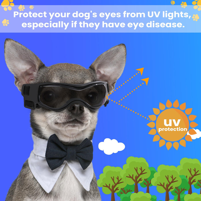 Small Dog Goggles Small Breed, Small Dog Sunglasses UV Eye Protection for Medium Breed Dogs, Doggy Goggles Puppy Eyewear Glasses Pet Sunglasses, Black - PawsPlanet Australia