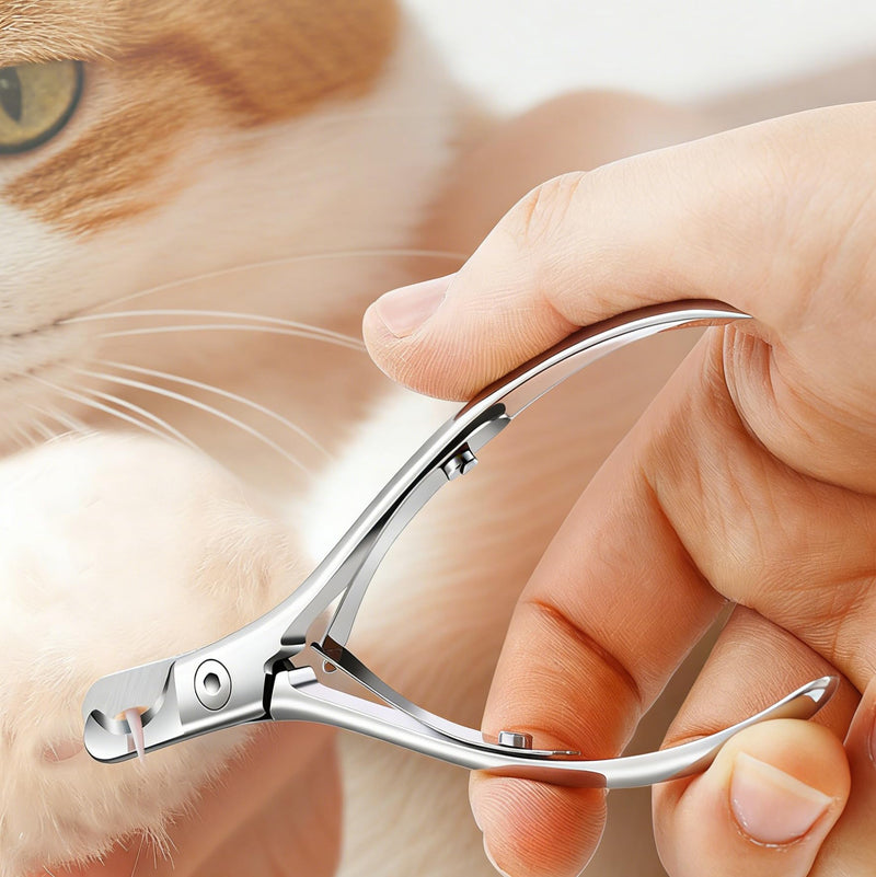 DAMILA Cat & Dog Nail Clippers, Full Stainless Steel Heavy Duty Trimmer with Built-in Spring, Bonus Leather Case & Nano Glass File, Professional Sharp Clippers for Thick Nails of Small/Large Pets - PawsPlanet Australia