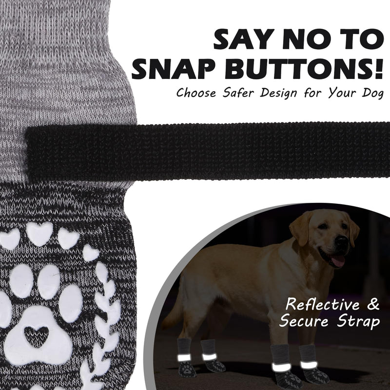 EXPAWLORER Dog Socks to prevent Licking and Slipping, Winter Dog Shoes for Cold Weather Snow, Paw Protectors for Hardwood Floors Anti-Slip, Dog Booties for Small Medium Large Senior Dogs, Black Grey M Medium(Paw Width:2.55in?