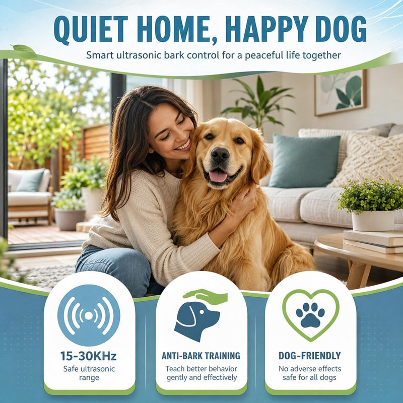 Ultrasonic Anti Barking Control for Dogs – Safe Dog Bark Deterrent Device with 3 Modes, Rechargeable & Weatherproof, 33ft Range – Humane No Shock Training Tool for Small Medium Large Dogs