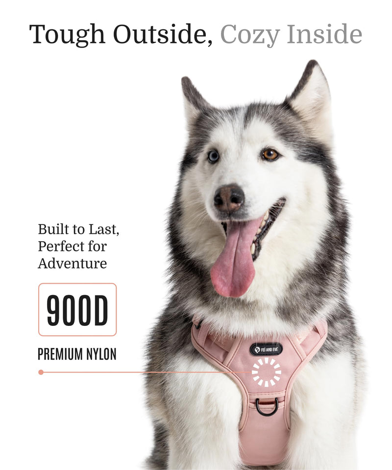 2025 New Edition, Fei & Eve Classic Dog Harness - Quick-Release Buckles | 3-Point No-Pull Control | Heavy-Duty 900D Nylon | Dual Safety Handles | Breathable Mesh | Adjustable Fit | Large,Pink Pink L - PawsPlanet Australia
