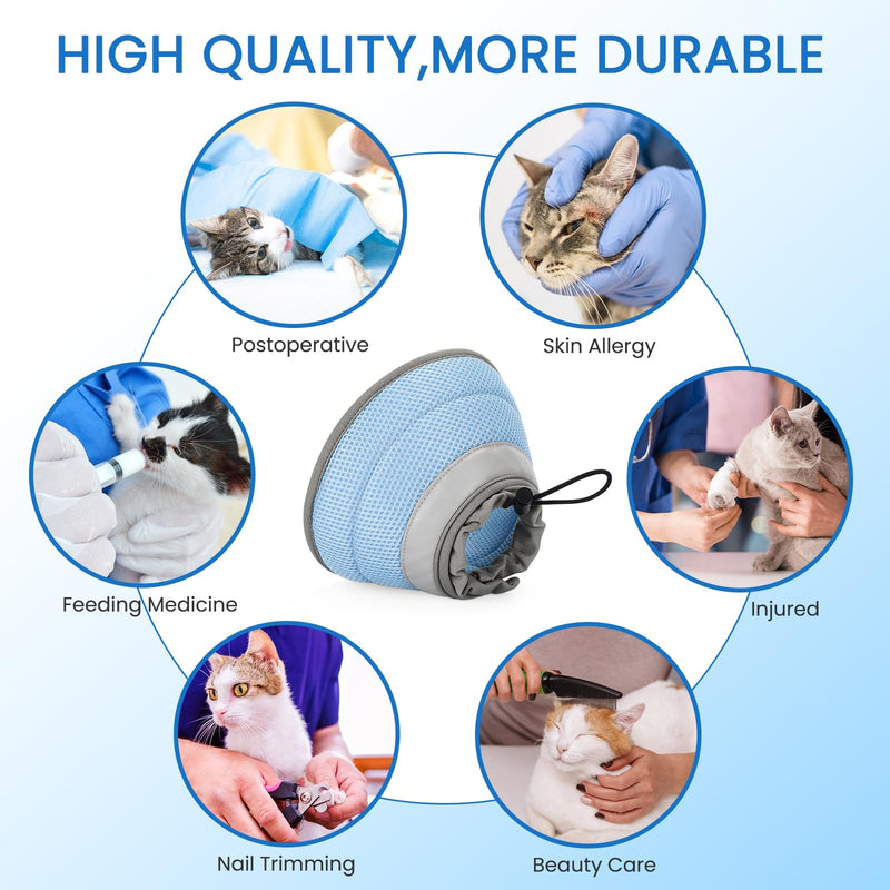 Cat Cone Collar Soft, Cat Recovery Collar Stop Licking After Surgery, Kitten Elizabethan Collar, Adjustable, Lightweight, Comfortable - Blue, M Medium - PawsPlanet Australia