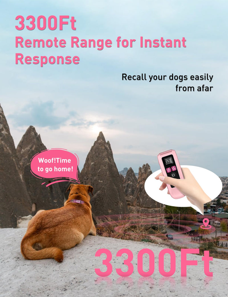 Dog Shock Collar For 2 Dogs, 3300Ft 4 in 1 Dog Training Collar with Beep, Vibration, Shock & Boost Shock, IPX7 Waterproof Rechargeable Bark Shock Collar for Large Medium Dogs(10-120lbs), Security Lock - PawsPlanet Australia