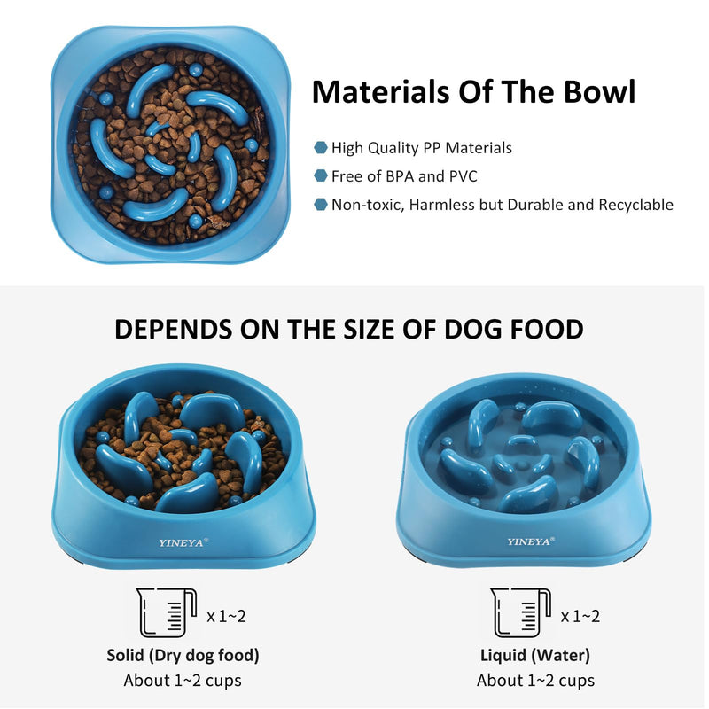 2Pcs Slow Feeder Dog Bowls Large Breed, Dog Slow Feeder Bowl, Dog Food Bowls Slow Feeder, Dog Bowl Slow Feeder, Dog Bowl That Slow Down Eating, Puzzle Dog Food Bowls, Slow Eating Dog Bowl Medium A - DarkBlue & RoseRed - PawsPlanet Australia