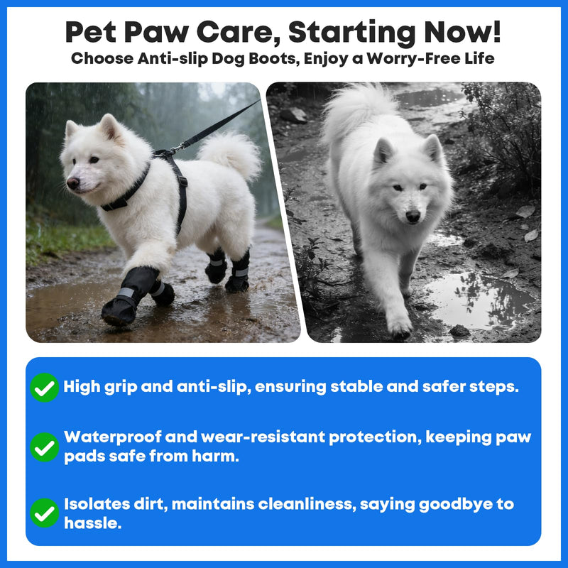 Winter Dog Boots with Leg Protection, Non-Slip Sole for Small & Medium Dogs - Waterproof Adjustable Straps, Paw Protector for Outdoor Walking & Hiking (M) M - PawsPlanet Australia
