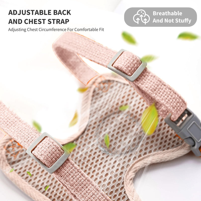 PETCUTE Escape-Proof Cat Kitten Harness with Leash Clip for Walking, Kitty Small Dog Harness,Cute Adjustable Vest Harnesses for Small Medium Cats,Breathable Soft Padded Pet Vest Harness S Pink - PawsPlanet Australia