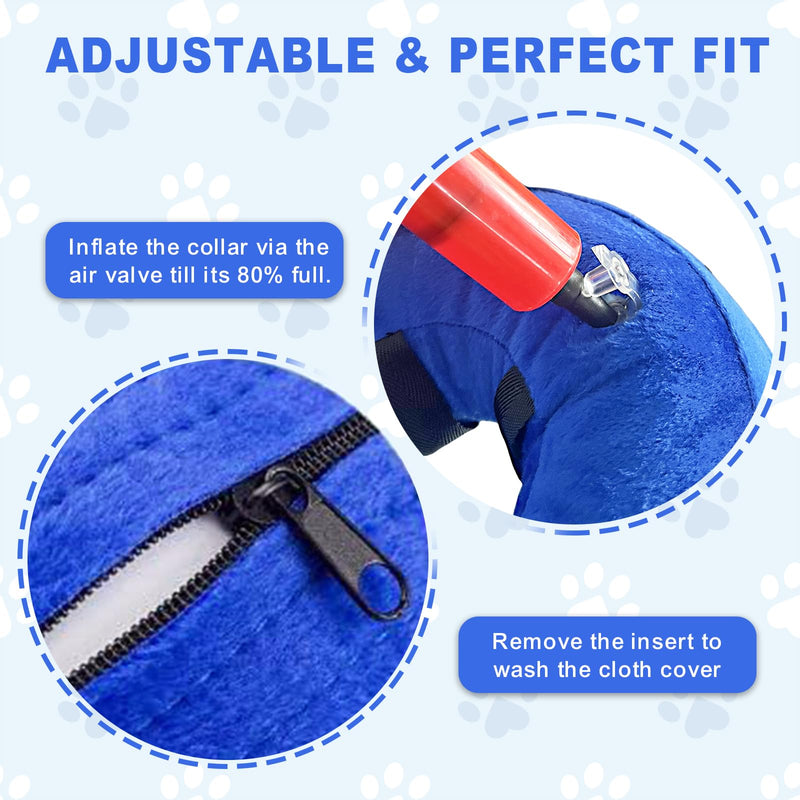 Dog Cone Collar, Inflatable Dog Cone After Surgery for Small Medium Large Dogs, Soft Dog Cone of Alternative with Enhanced Anti-Licking Guard Shield for Pets (Blue, S (Neck: 5"-8")) Blue S (Neck: 5"-8") - PawsPlanet Australia