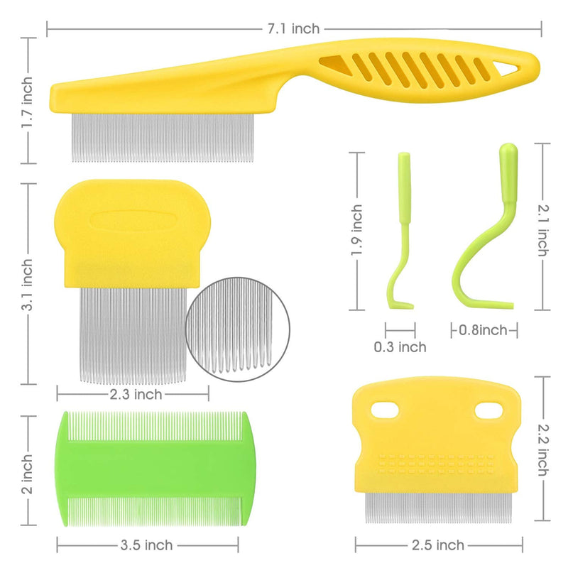Cat & Dog Comb Set - Fine Tooth Grooming Comb for Dandruff & Hair Removal (Yellow) yellow - PawsPlanet Australia