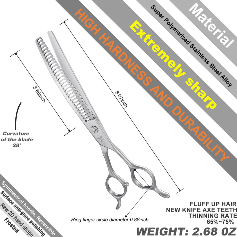 High-end Professional Dog Grooming Curved Thinning Scissors Teeth Blending Shears Pet Texturizing Thinner Blender Shears 7.5 Inch Extremely Very Sharp Made Of Stainless Steel Alloy For Dog Cat Groomer Matte Silver Curved Thinning 7.5inch - PawsPlanet Australia