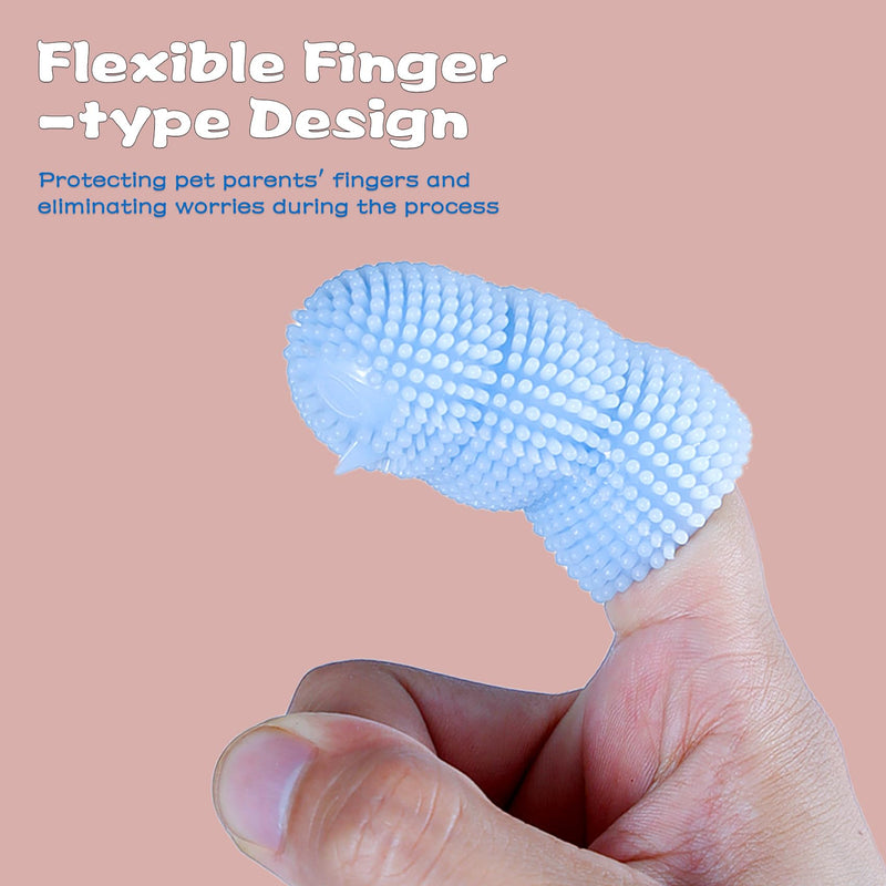 Dog Finger Toothbrush, 4 Pack Heavy Duty Dog Tooth Brushing Kit Soft Silicone Finger Toothbrush for Dogs, Cats (Blue and Pink) (4 Pack) - PawsPlanet Australia