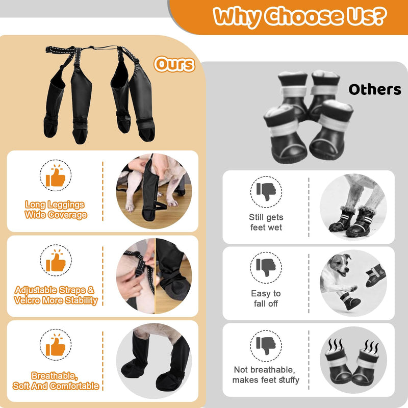 BECEMURU Dog Rain Boots for Small Dogs, Dog Shoes for Hot Pavement, Waterproof Anti-Slip Paw Protector with Adjustable Strap, Keep Paws Clean & Dry During Summer Rain, Perfect for Outdoor Walking(S) S-Paw Width：＜2.4"
