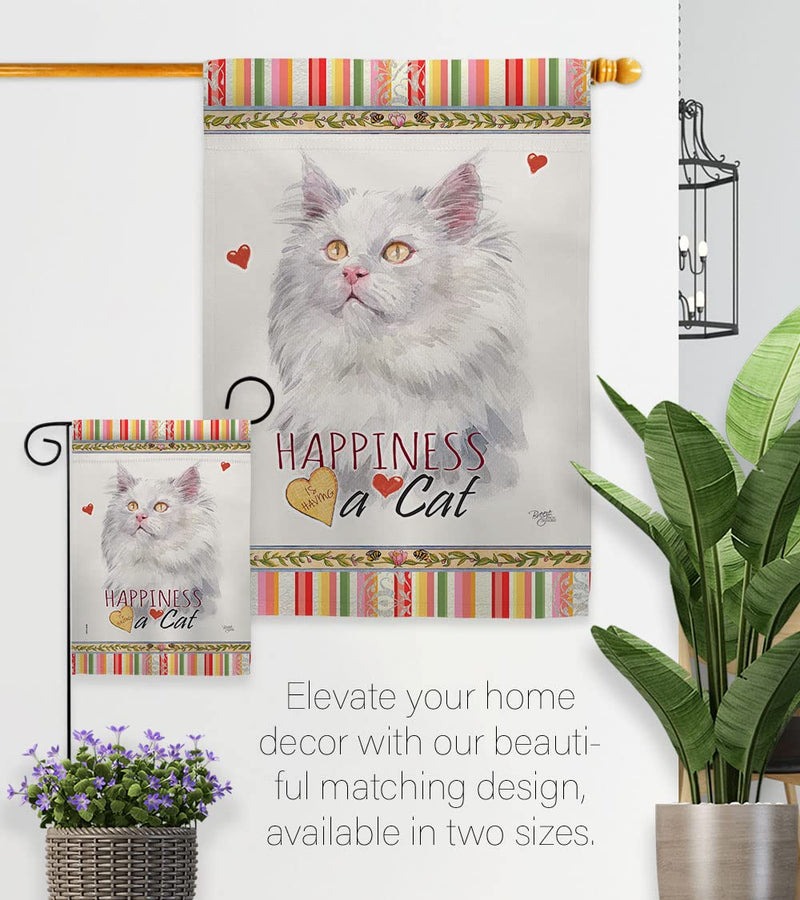Breeze Decor German Long Hair Happiness House Flag Pack Cat Kitten Meow Spoiled Paw Fur Pet Nature Farm Animal Creature Applique Banner Small Garden Yard Gift Double-Sided, Made in USA - PawsPlanet Australia