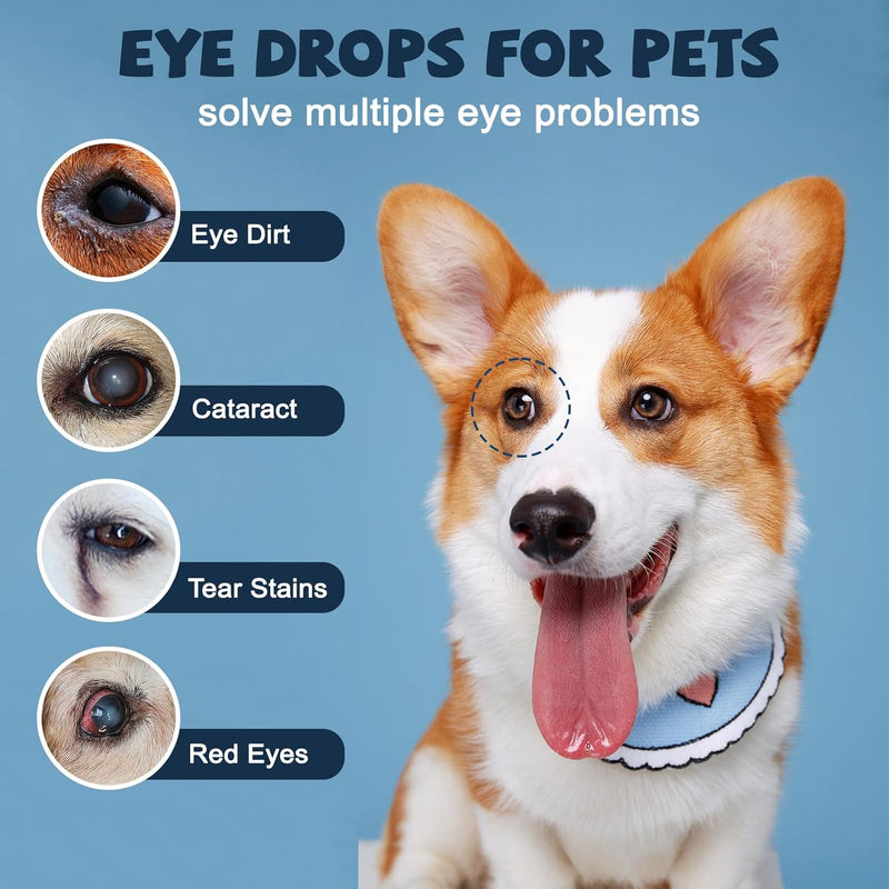 Cataract Drops for Dogs, Dog Eye Drops, Effective Dog Eye Infection Treatment Dog Eye Cleaner Cataract Eye Drops, Improve Vision Clarity, Relieve Red Eyes & Allergy Symptoms(2 x 10 mL) - PawsPlanet Australia
