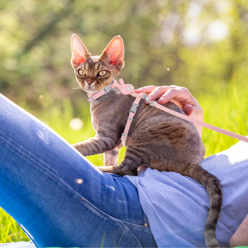 TIESOME Cat Harness and Leash Set, Adjustable Gradient Kitten Harness Escape Proof Harness with Leash for Kitty Outdoor Walking (Rabbit) Rabbit