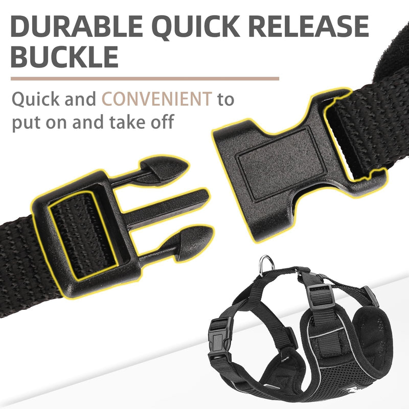 PUPTECK Small Dog Harness and Leash Set, No Pull Adjustable Puppy Cat Harness, Reflective Soft Mesh Pet Vest Small Sized S (6-14lbs, Chest 13.5"-18", Neck up to 15") Black - PawsPlanet Australia