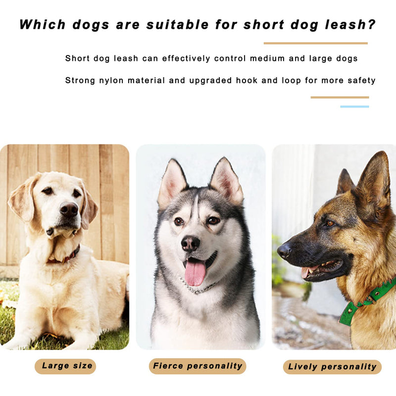 Nylon Short Dog Leash for Dog Training, Traffic Padded Handle, Short Dog Lead for Training Control, Reflective Threads Pet Leashes for Large Dogs and Medium Dogs(Black12.6 inch) Black 12.6in - PawsPlanet Australia