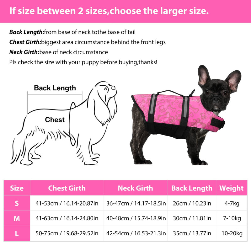 Neween Dog Life Jacket with Reflective Stripes, Adjustable Dog Life Vest Ripstop Dog Lifesaver Pet Life Preserver with Rescue Handle and High Flotation Swimsuit for Small Medium Large Dog, Pink, Small Small (Chest Girth:16.14"-20.87") - PawsPlanet Australia