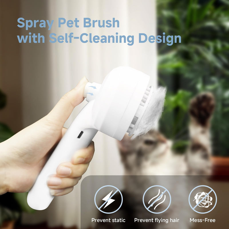 REIKIYA Cat Steam Brush,4-in-1 Spray Hair Removal Dog Brush for Shedding & Grooming with UV Light, Anti-Static Pet Spray Comb with One-Click Release Button - PawsPlanet Australia