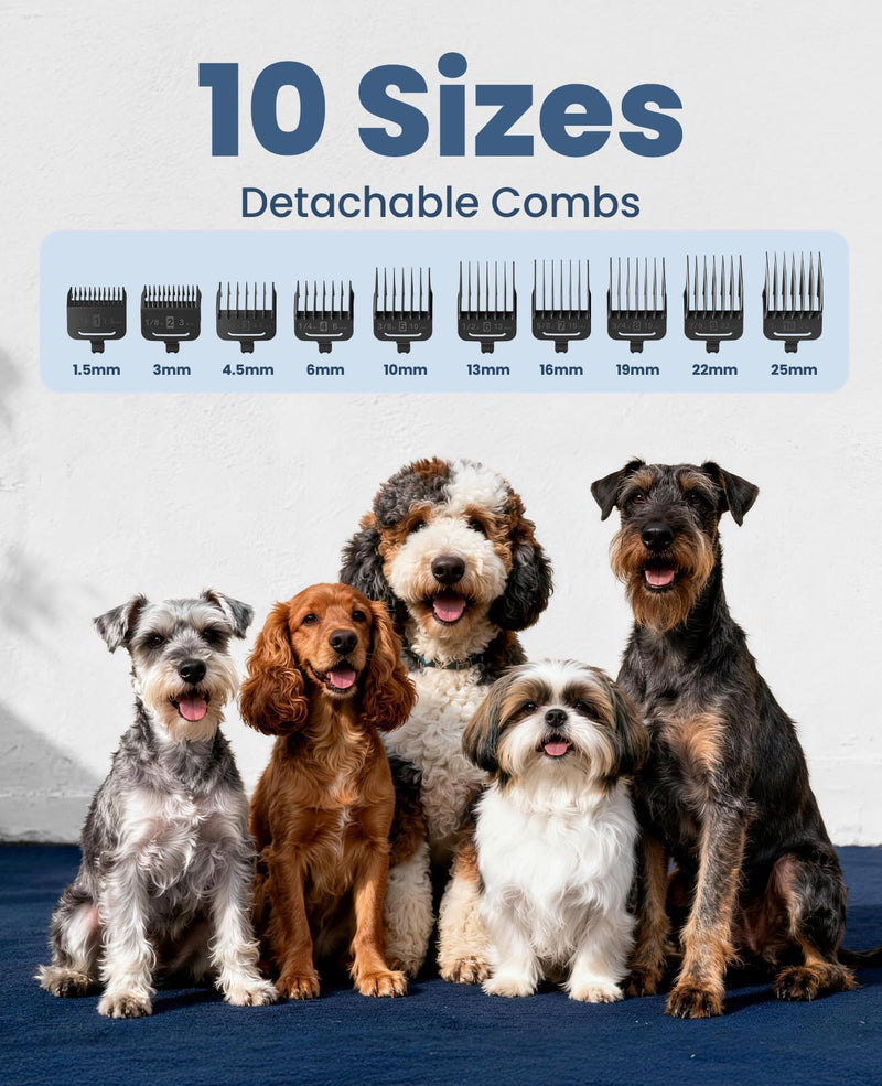oneisall Dog Clippers for Grooming for Thick Heavy Coats/Low Noise Rechargeable Cordless Pet Shaver with Stainless Steel Blade/Waterproof Dog Shaver for Dogs Pets and Animals (Silver) Silver