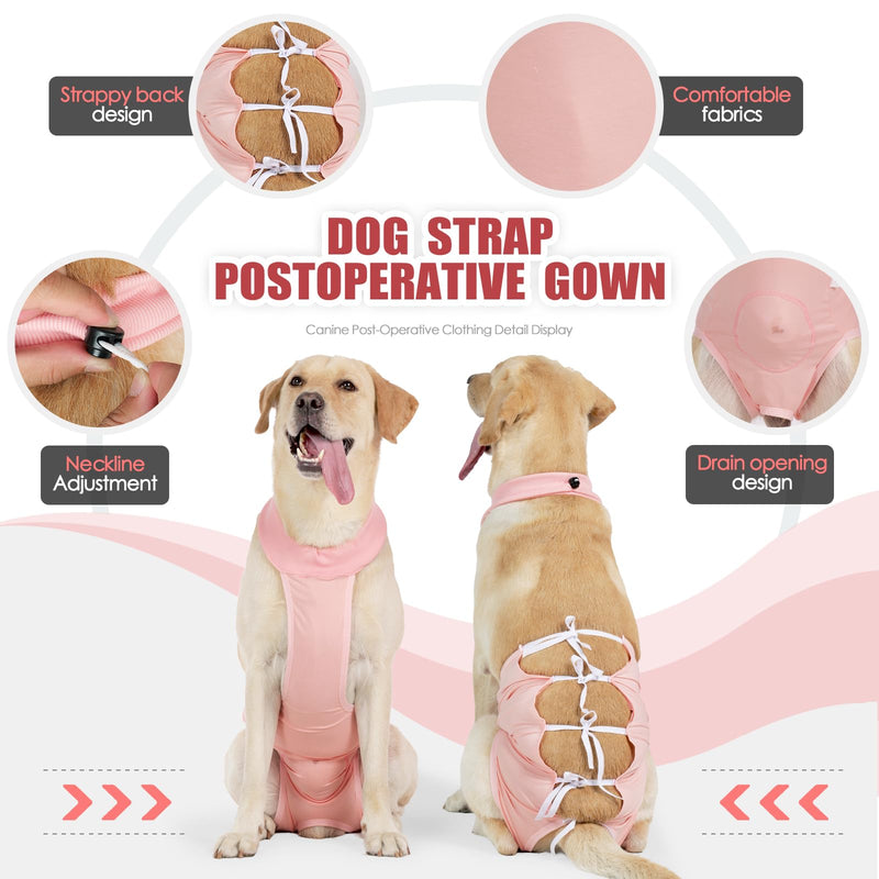 Dog Surgery Suit, Soft Breathable Pet Bodysuit After Surgery, Adjustable Back Straps, Protective Spay Castration Suit, Surgical Recovery Suit for Female L rose