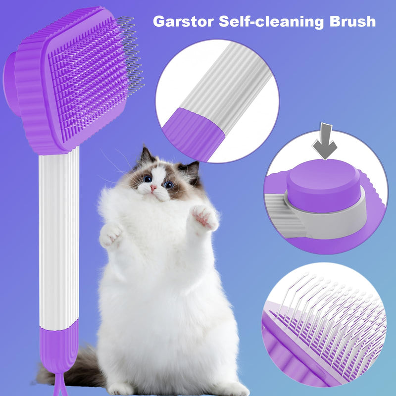 Cat brush, Cat Brush for Long or Short Haired Cats, Remove Loose Fur and Mats, Rounded Pins Reduces Painful Pulling, Not for Tangle and Curly Fur, Purple - PawsPlanet Australia