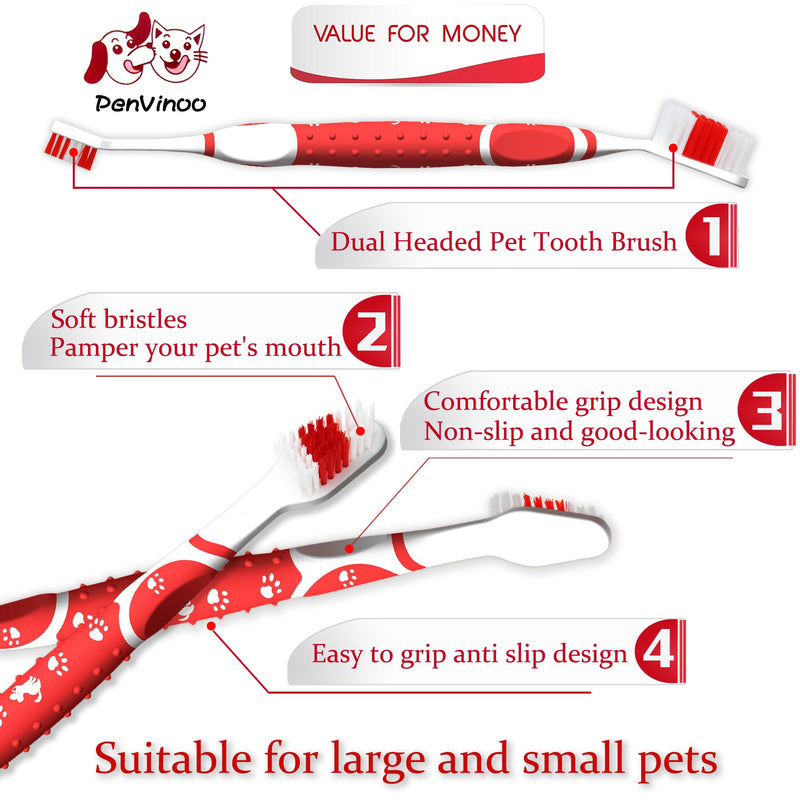 Dog Toothbrush pet Toothbrush Finger Toothbrush Small to Large Dogs,Cats with Soft Bristles Non Slip Dual Head Dog Toothbrush - PawsPlanet Australia