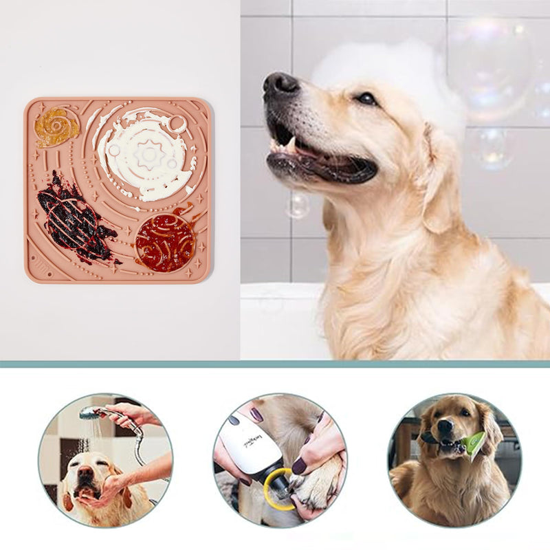 Lick Mat for Dogs and Cats(Small, Mars&Coral, 2pcs) Enrichment Accessories Toy Space Star Easy Clean Pet Slow Feeder w/Suction Cups, Licking Pad for Anxiety Relief and Boredom Reduction 5.9x5.9 inches - PawsPlanet Australia