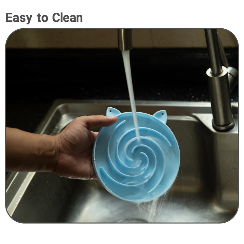 Silicone Slow Feeder Cat Bowl - Cat Slow Feeder Dry Wet Food for Healthy Eating - Slow Feeder for Cats Easy to Clean (Green and Blue) Green and Blue - PawsPlanet Australia