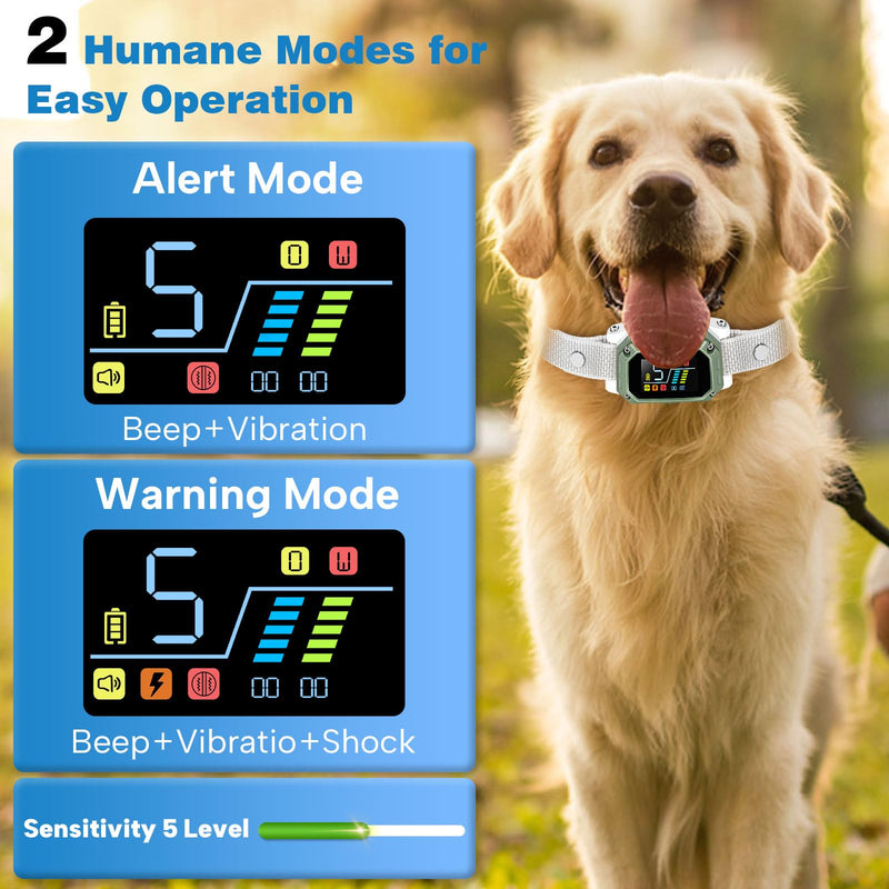 Dog Bark Collar for Large Medium Small Dogs, Rechargeable Smart Bark Collar, Anti Barking Training Collar with Adjustable Sensitivity Beep Vibration Shock - PawsPlanet Australia