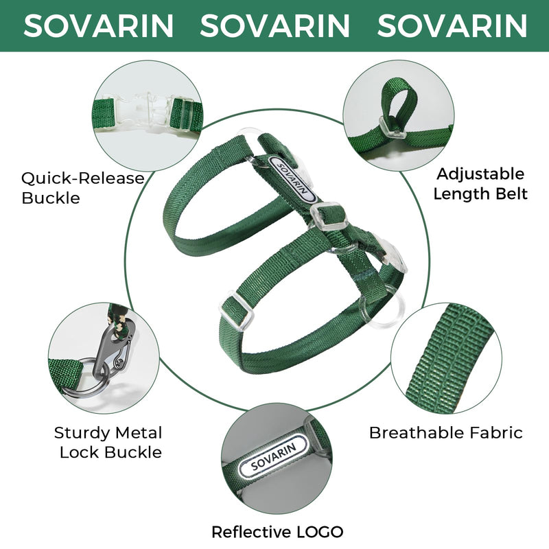 Cat Harness and Leash Set - Green Lightweight Soft Kitten Harness Escape Proof, Adjustable Travel Pet Harness for Walking，Easy Control Comfortable Outdoor (Green, One Size Fits All) - PawsPlanet Australia