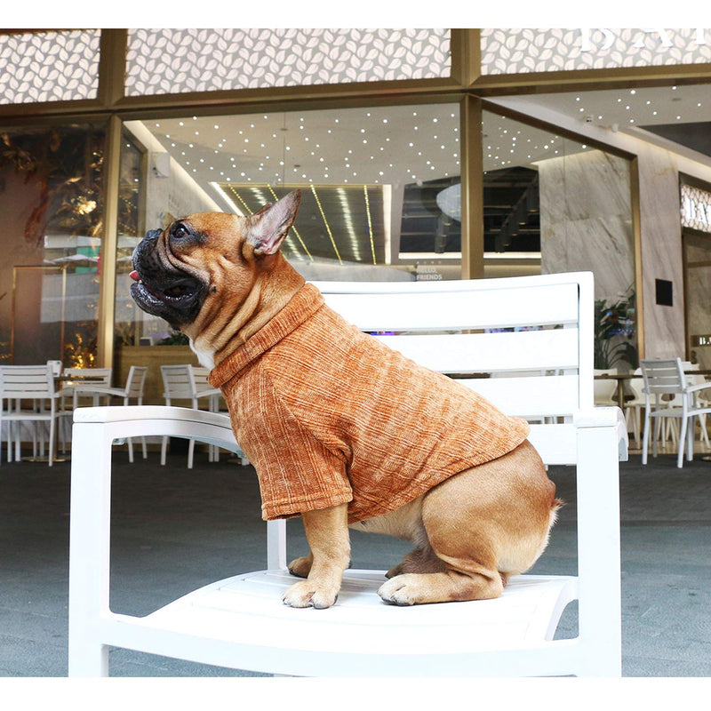 iChoue Pet Dog Winter Warm Sweater Clothes Turtleneck for French Bulldog Pug Boston Terrier Corduroy Cold Weather Pullover Coat Shirt - Coffee/Large Corduroy Coffee Large ( 25 - 35 lbs ) - PawsPlanet Australia