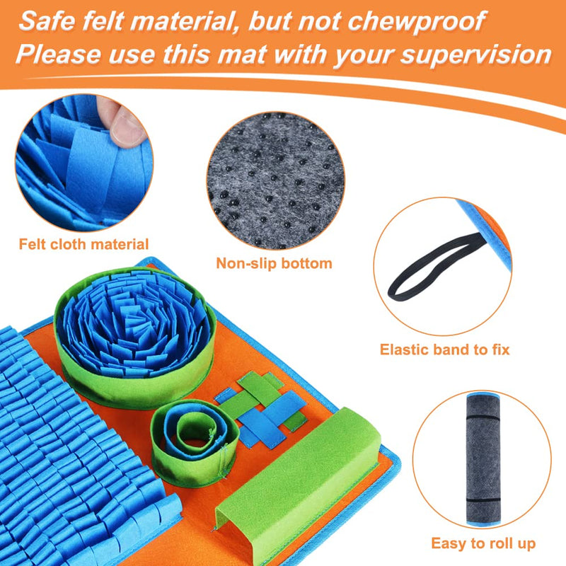 Vivifying Snuffle Mat for Dogs, Interactive Dog Puzzle Toy for Boredom and Mental Stimulation, Enrichment Feeding Game Sniff Mat Helps Dogs and Cats Slow Eating and Keep Busy Blue Green Orange - PawsPlanet Australia