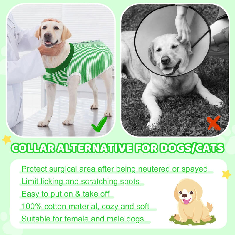AURUZA Dog Recovery Suit After Surgery, Soft Breathable Dog Onesie for Surgery Female Male, Anti Licking Dog Surgical Suit (Green Stripey,XL) - PawsPlanet Australia