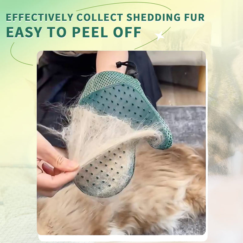 2 in 1 Cat Fur Glove & Pet Hair Remover Glove, Dog Grooming Glove Brush for Shedding, Massage, Efficient Pet Hair Remover Mitt for Cleaner Couch, Carpet [Blue/Single] - PawsPlanet Australia