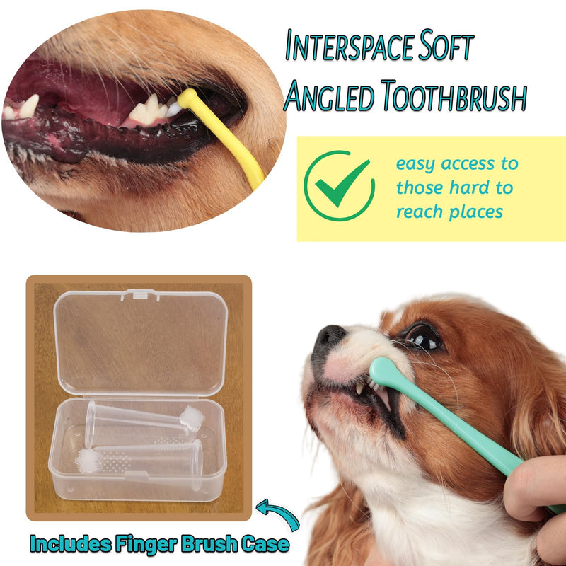 E.M&S.T by Emmeliestella Small Dog & Cat Toothbrush Kit，Micro Head, Kitten Toothbrush, Finger Brush, Starter Kit, Round & Pointed Design, Pet Dental Care, Soft Bristles, Multi-Angle, Deep Clean, 5PCS - PawsPlanet Australia
