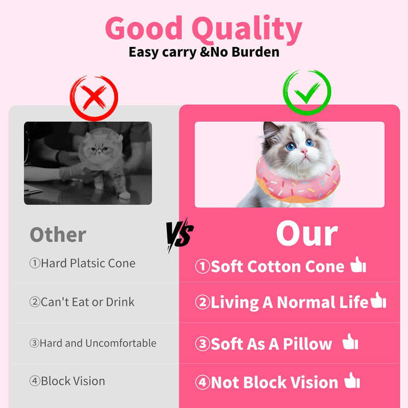 Cat Cone Collar Soft,Adjustable Cat Recovery Collar for Wound Healing Cute Donut Adjustable Kitten Cones to Stop Licking Elizabethan e Collar that can Protect Head and Foot Wounds baby blue Medium