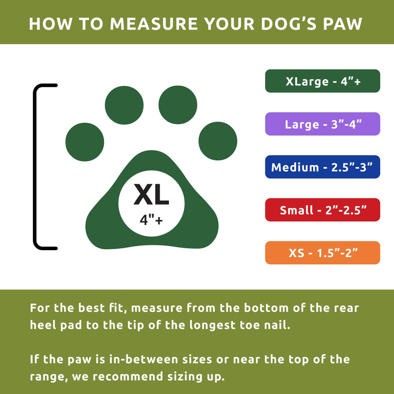 PawZ Rubber Dog Boots for Large Paws - All-Weather Waterproof Dog Shoes, Anti-Slip Traction for Rain, Snow, Mud & Hot Pavement - Pull-On Dog Booties, Olive Green - X-Large (4" +) - Pack of 24