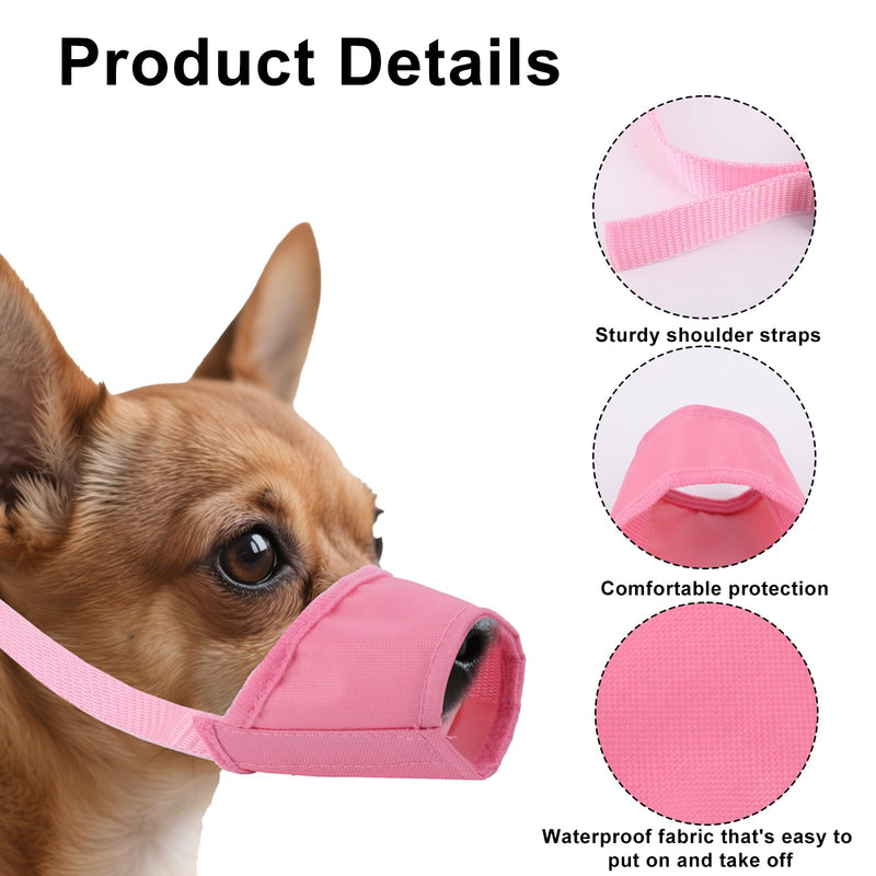 Pink Muzzle for Dog, Soft Breathable Adjustable Mouth Cover for Small Medium Large Dogs to Anti-Biting Barking Chewing Allow Grooming Panting Drinking Vet Visits, Not Fit Short Snout Dogs - PawsPlanet Australia