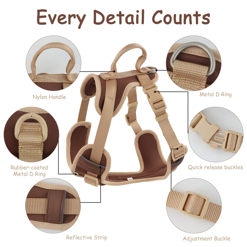 Wolfone No Pull Dog Harness Adjustable Soft Padded Pet Vest with Control Handle Adorable Daily Harness for Dogs?Chocolate Cookie L? {L} Neck?16”-24”, Chest?23”-33” Chocolate Cookie - PawsPlanet Australia