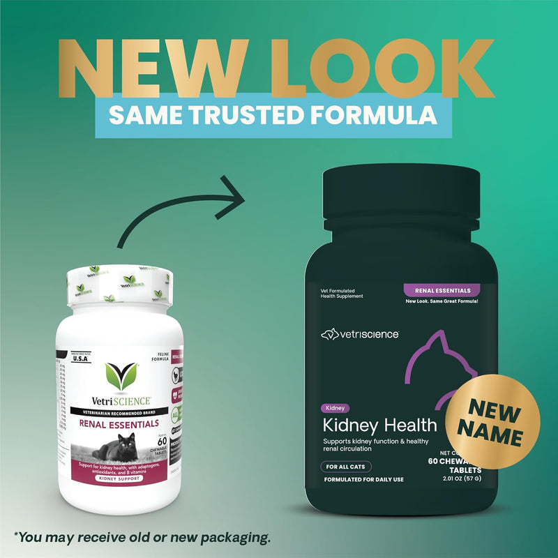 VetriScience Laboratories - Renal Essentials, Kidney Health Support for Cats, 60 Chewable Tablets - PawsPlanet Australia