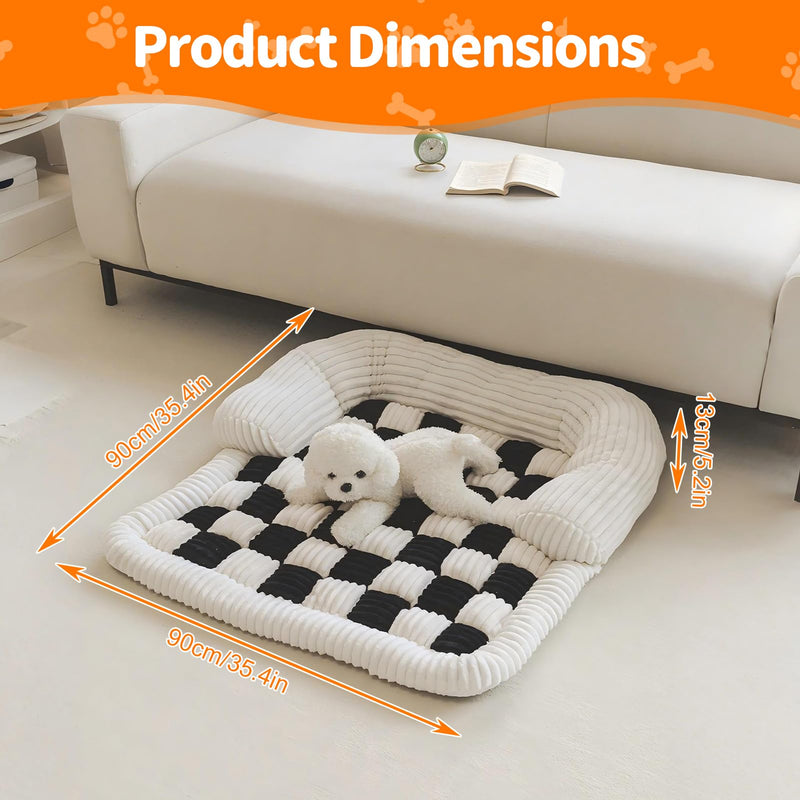 Fuzzy Pet Couch Covers for Sofa, Cozy Puppy Dog Bed Covers for Furniture Protector, Non-Slip Fluffy Plush Doggy Sofa Cover Bed for Home and Car (35.43 x 35.43 x 1.97in) Black - PawsPlanet Australia