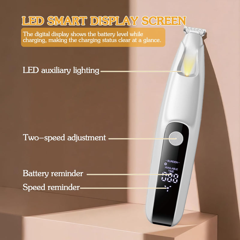 Pet MicroPrecision Trimmer, 2025 Upgraded Dog Paw Trimmer with LED Light, Low Noise Waterproof Rechargeable Paw Hair Trimmer,Rechargeable Clipper for Dogs Cats Trimming Paws, Eyes, Ears, Face, Rump - PawsPlanet Australia