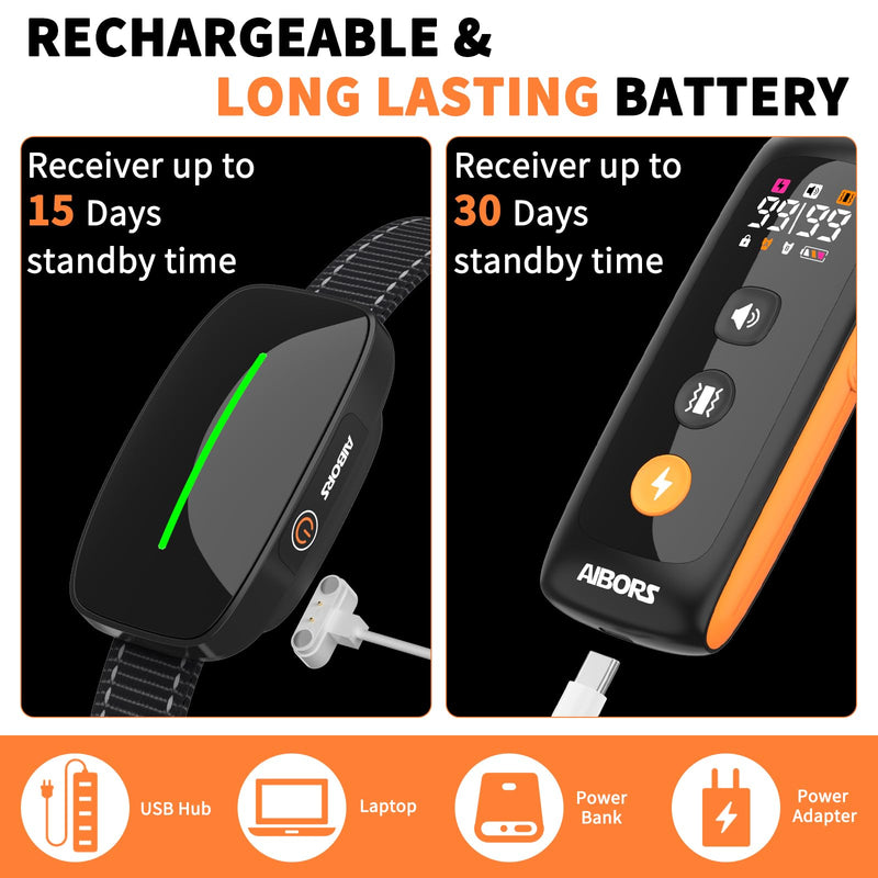 Dog Shock Collar with Remote - 4000Ft Dog Training Collar for Small Medium Large Dogs 10-120lbs, Waterproof Rechargeable E Collars for 2 Dogs with Beep Vibration (1-99) and Humane Shock (1-99) Modes Orange 2 Pack - PawsPlanet Australia
