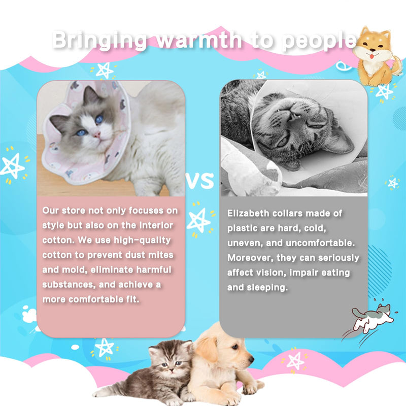 Soft Cat Recovery Collar,Adjustable Cat Cone,Cat Protective Cone Collar After Surgery,for Cats (Pink Love, M) Pink Love - PawsPlanet Australia